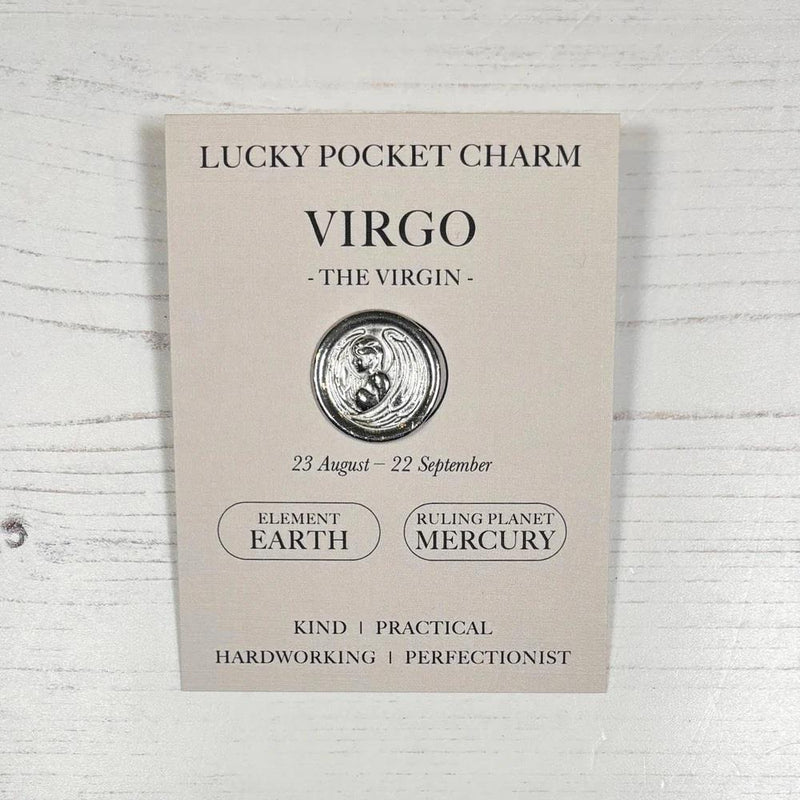 Virgo The Virgin (23 Aug - 22 Sept) - Zodiac Lucky Pocket Charm - Pewter Token - Compton & Clarke