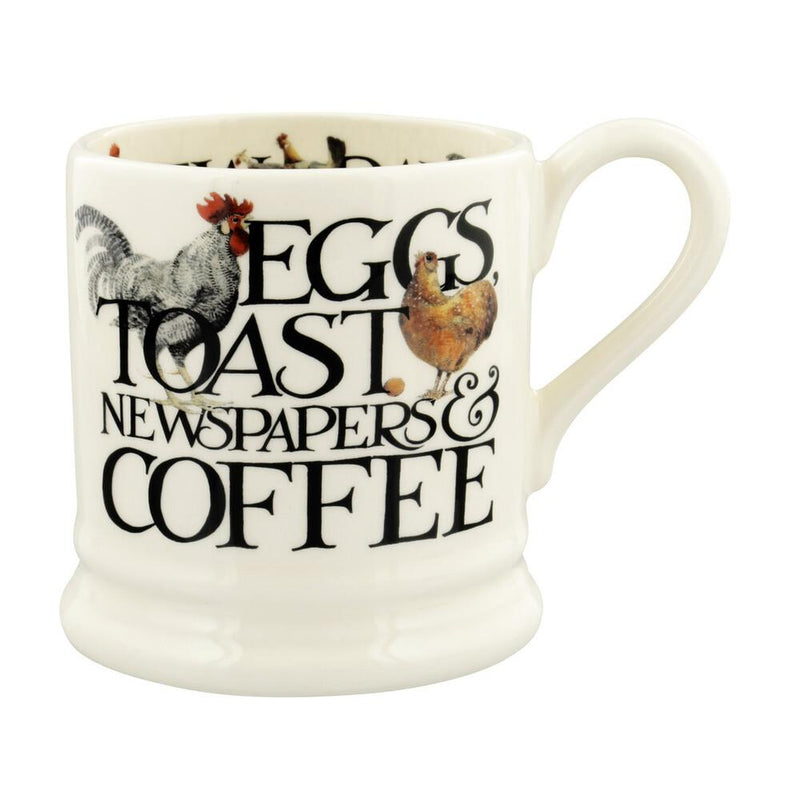 Emma Bridgewater - Half Pint Mug (300ml/1/2pt) - 9.3x8.2cms - Rise & Shine - Eggs & Toast