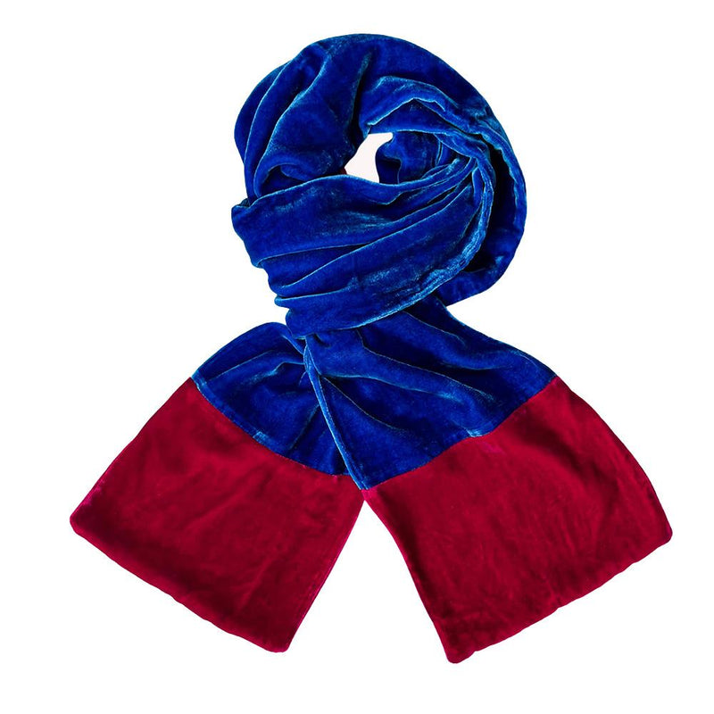 Lua - 2 Tone Velvet Scarf - Contrast Ends - 160x17cms - Various