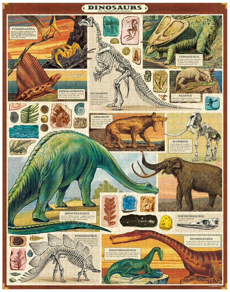 Cavallini - Vintage Jigsaw Puzzle - 1000 Pieces - 55x70cms - Dinosaurs