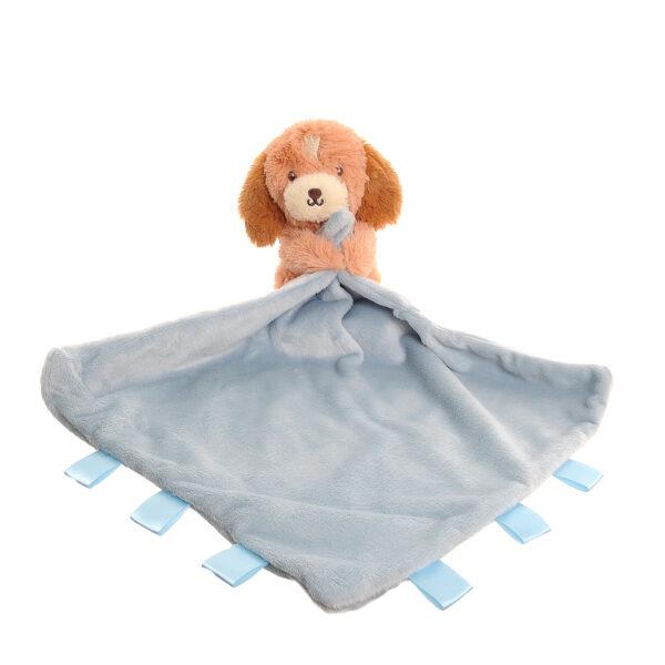 Cockapoo Puppy Dog Velour Plush Comforter Blanket - Light Blue & Brown - Suitable From Birth - Ziggle