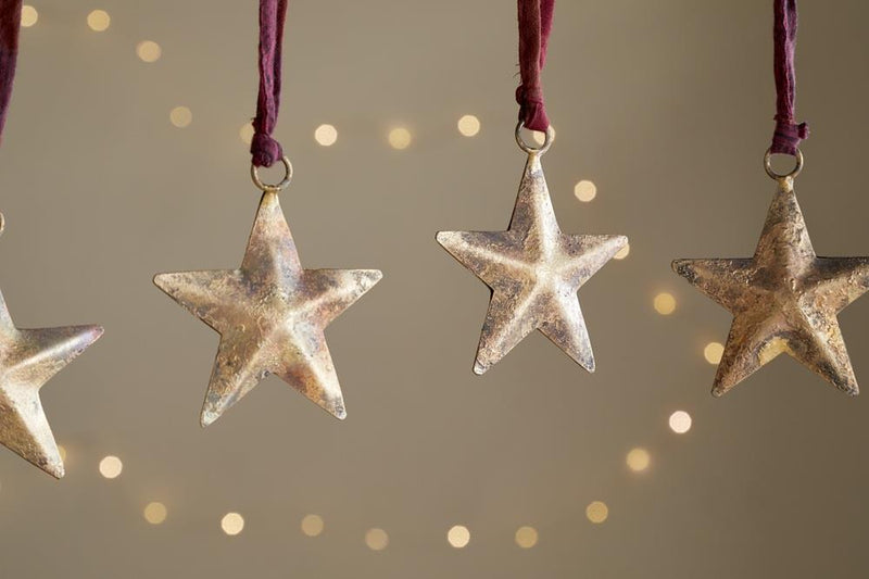 Roshani - Star Baubles - Antique Brass - Set of 4 - RS6101- Nkuku