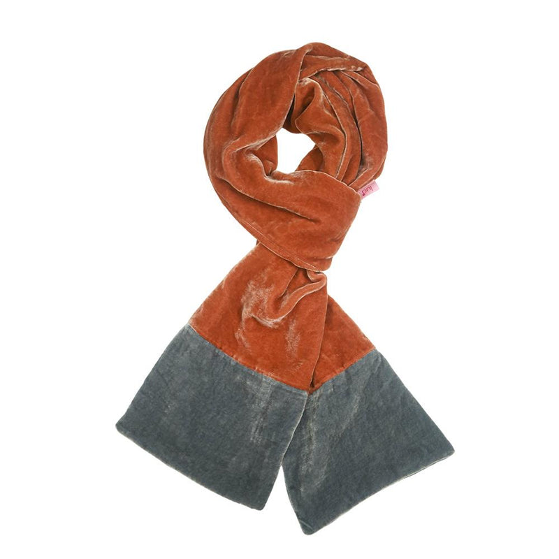 Lua - Velvet Scarf With Contrast Ends - 160x17cms