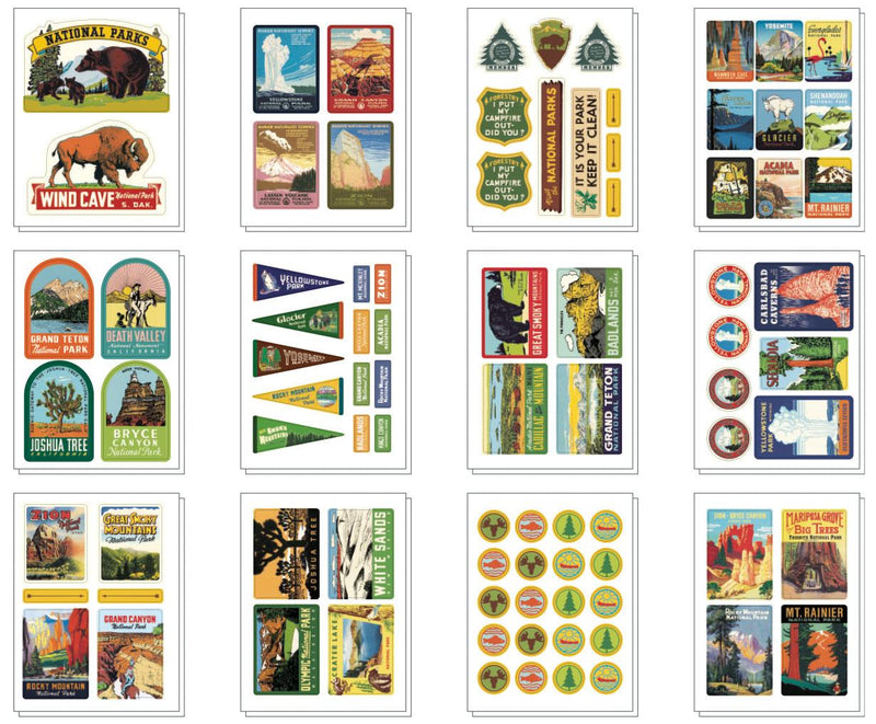 Cavallini - Tin of Decorative Stickers/Labels - USA National Parks
