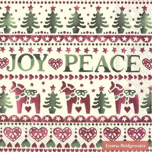 Emma Bridgewater - 20 x Lunch Paper Napkins/Serviettes - 33x33cms - Christmas Peace & Joy