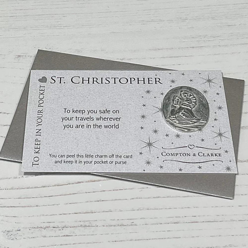 St Christopher - Pocket Charm - Pewter Token - Compton & Clarke