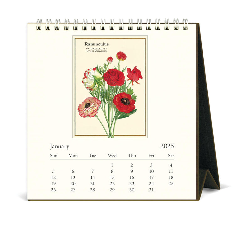 Cavallini - 2025 Desk Calendar - 6 x 6.5ins - Language Of Flowers