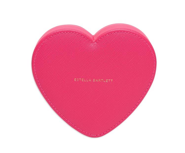 Heart Shaped Jewellery Box/Case - Hot Pink - 13x12x5cms - Estella Bartlett