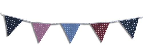 100% Cotton Bunting - Multi-Coloured Spotty Dotty - 10m/33 Double Sided Flags