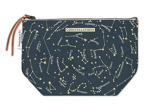 Cavallini - 100% Natural Cotton Vintage Pouch Bag - 15x22cms - Celestial/Constellations