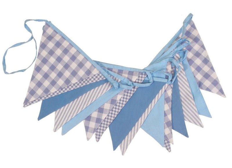100% Cotton Bunting - Shades of Blue - 10m/33 Double Sided Flags