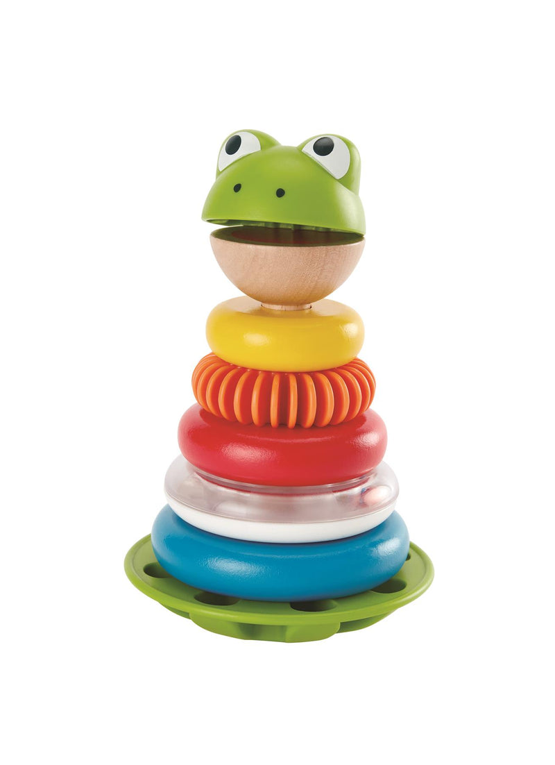Hape - Mr Frog Stacking Rings - 7pc Multi-Colour Wooden Ring Stacker Play Set