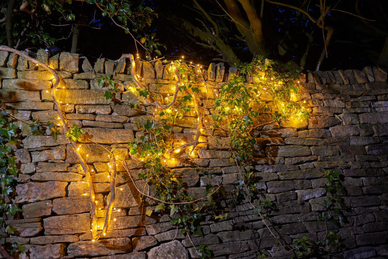 Solar Silver Cluster - 300 LED Outdoor Light Chain 15m - Solar Powered