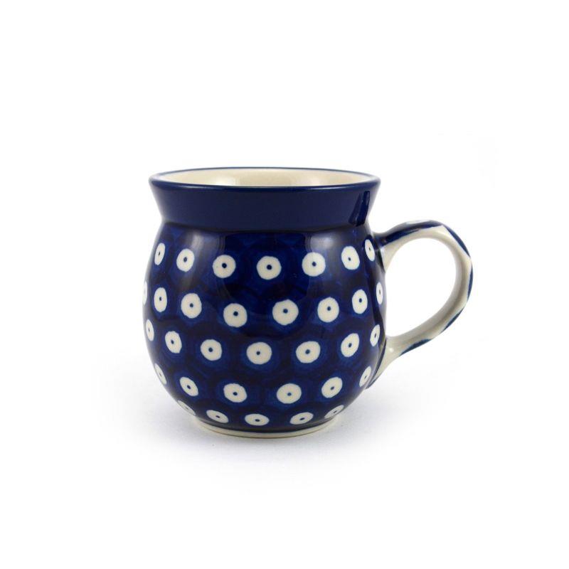 Small Round Mug - Blue Eyes/Blue With White Spots - 240ml - 0005-0070AX - Polish Pottery
