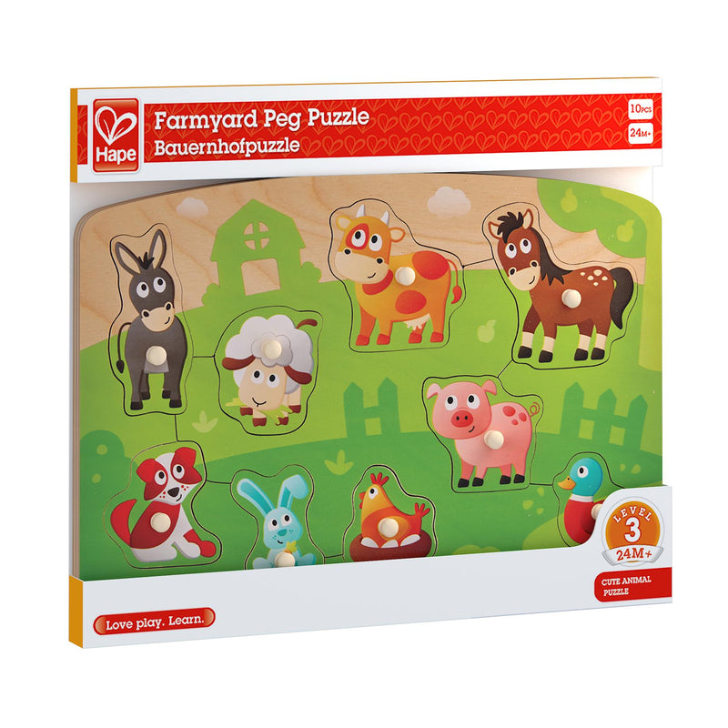 Hape - Farmyard Animals - Peg Jigsaw Puzzle