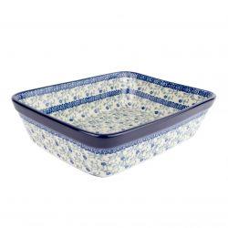Lasagne Dish - Tiny Blue Flowers - 25 x 19.5 x 6.5cms - 0404-1952X - Polish Pottery