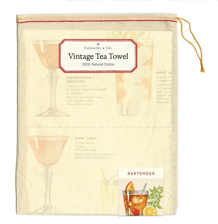 Cavallini - 100% Natural Cotton Vintage Tea Towel - 80 x 47cms - The Bartender&