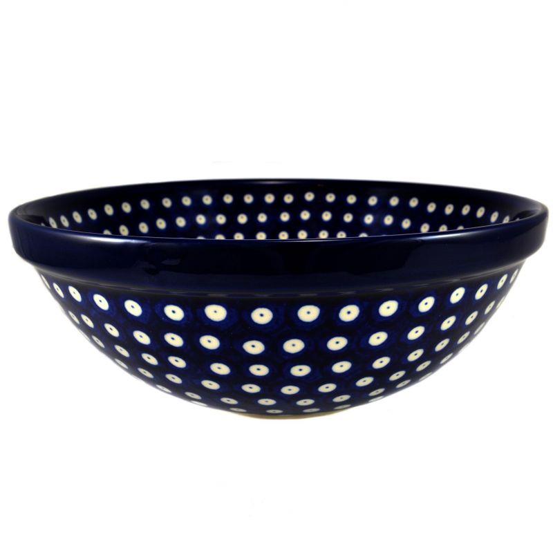 Salad/Fruit Bowl - Blue Eyes/Blue With White Spots - 0055-0070AX - 28 x 11cms - Polish Pottery