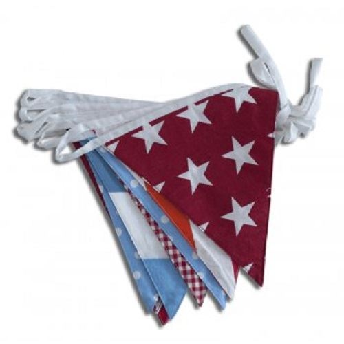 100% Cotton Bunting - Festival - Stars/Stripes/Polka/Gingham - 10m/33 Double Sided Flags