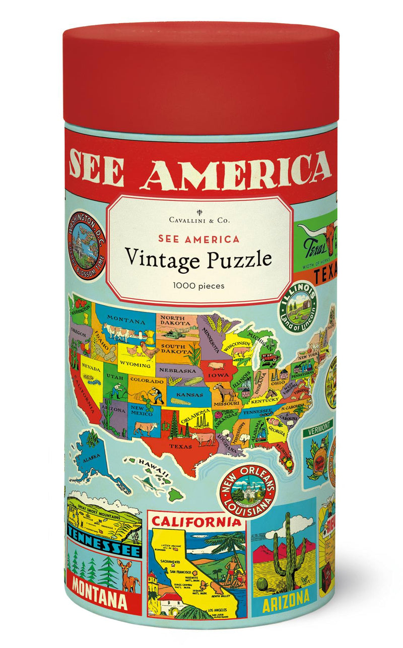 Cavallini - Vintage Jigsaw Puzzle - 1000 Pieces - 55x70cms - See America