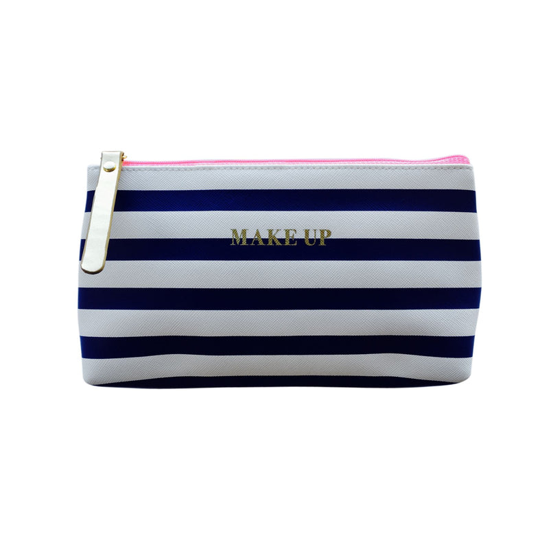 Bombay Duck - All Aboard! - Make Up Stripey Faux Leather Bag - Navy & White