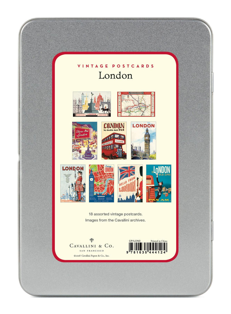 Cavallini - Carte Postale - London - Tin of 18 Postcards - 9 Designs/2 Per Design