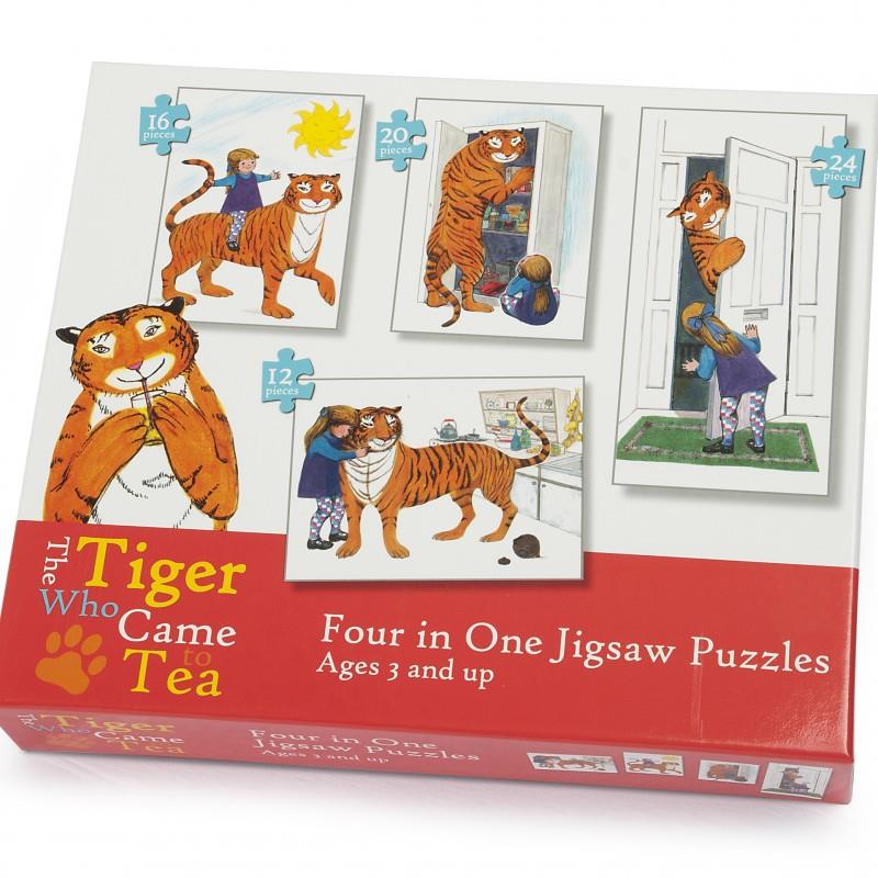4-in-1 Jigsaw Puzzles - The Tiger Who Came To Tea - Judith Kerr