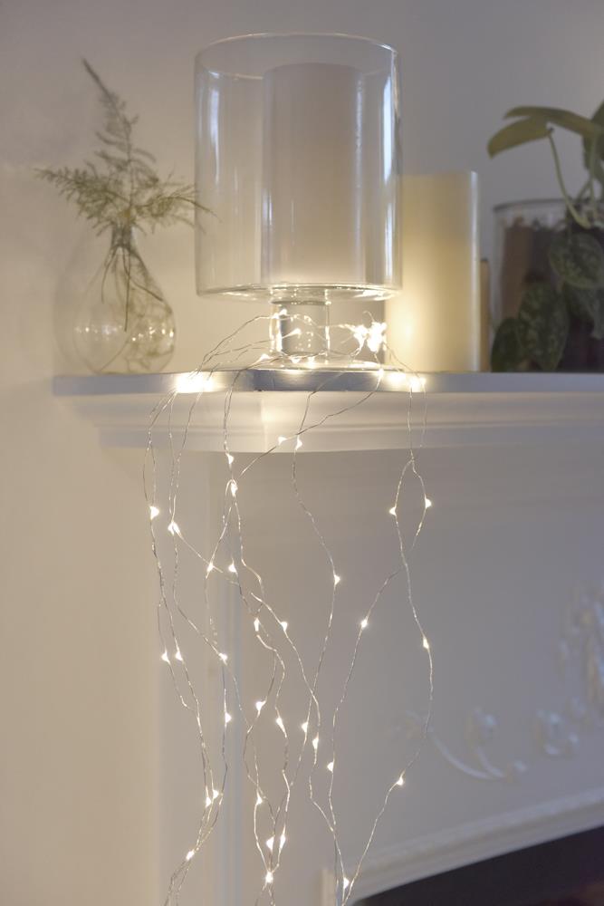 Cascade Light Chain - Silver - 200 LED Indoor/Outdoor Light Chain - Mains Powered