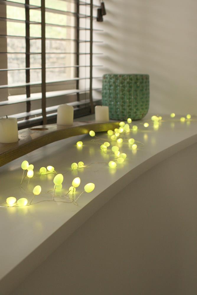 Teardrops - Mint Green - 60 LED Indoor Light Chain With Built In Timer - Battery Powered