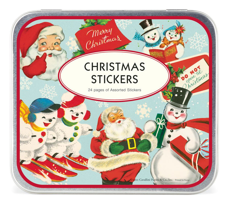Cavallini - Tin of Decorative Stickers - Snowmen & Father Christmas (LABEL/CHR)