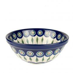 Cereal/Pasta Bowl - Blue Eyes/Blue With White Spots - 0058-0070AX - 16.5 x 6.5cms - Polish Pottery