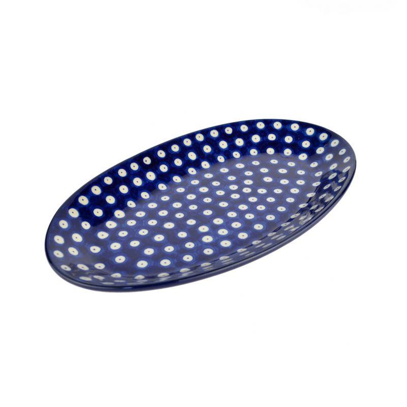 Oval Platter - Blue Eyes/Blue With White Spots - 29.5x17.5cms - 0201-0070AX - Polish Pottery