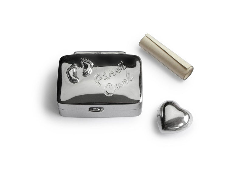 Silver Plated - First Curl Box - Tales From The Earth - Presented In Pale Blue Gift Box - Perfect Christening/Naming Day Gift