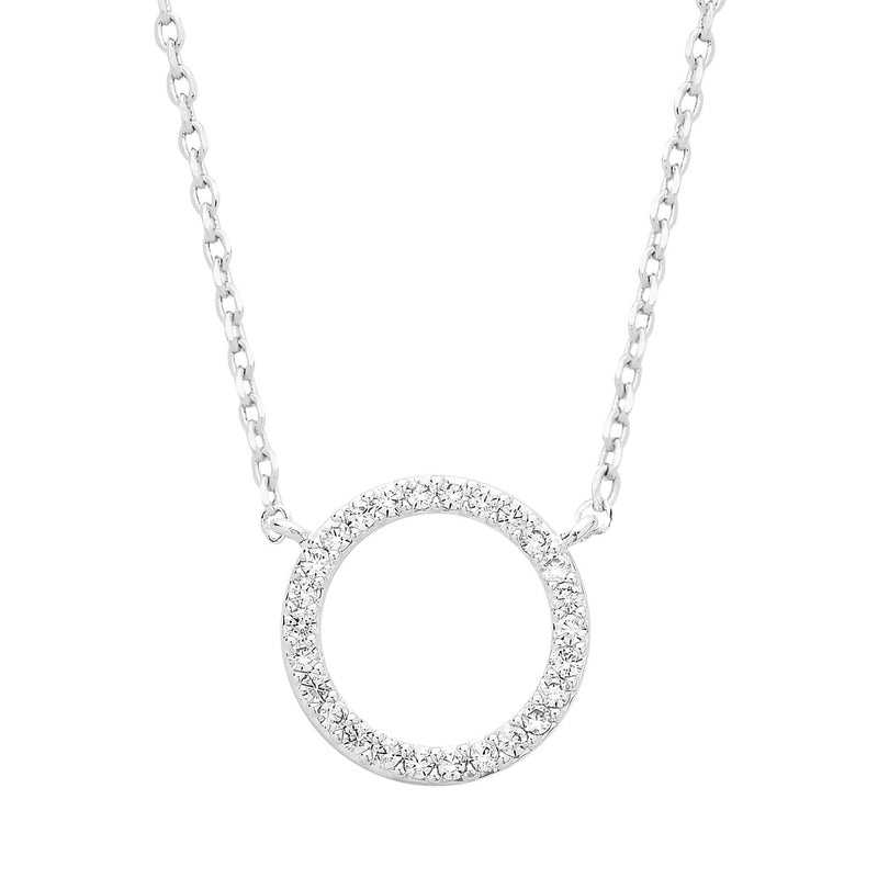 Cubic Zirconia Circle Necklace - Silver Plated - You Are Capable Of Amazing Things - Estella Bartlett