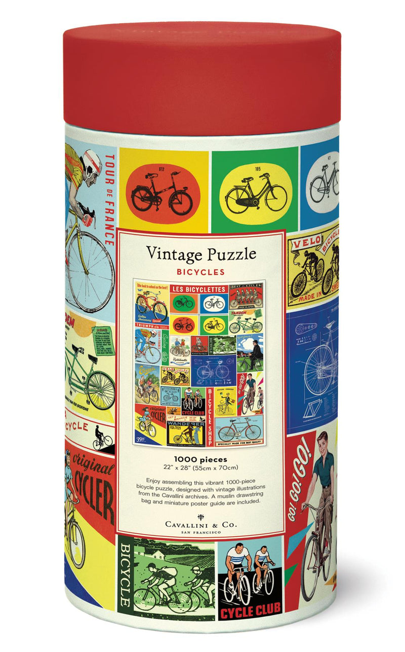 Cavallini - Vintage Jigsaw Puzzle - 1000 Pieces - 55x70cms - Bicycles/Les Bicyclettes