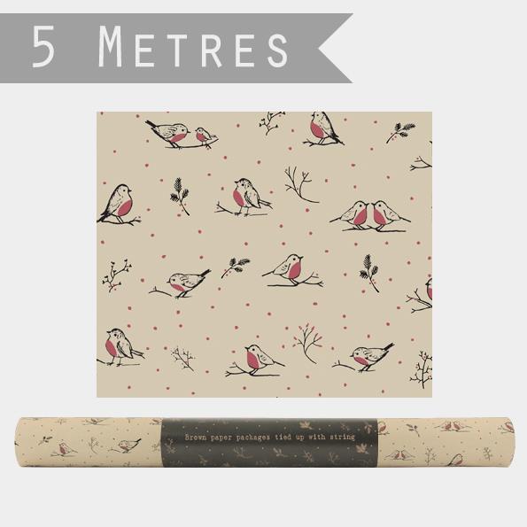 Gift Wrap - 5m Kraft Roll Recycled Wrapping Paper - Cream - Robins - East Of India