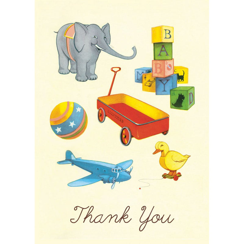 Cavallini - Thank You Cards - Vintage Toys - Tin Of 10 Cards & Envelopes