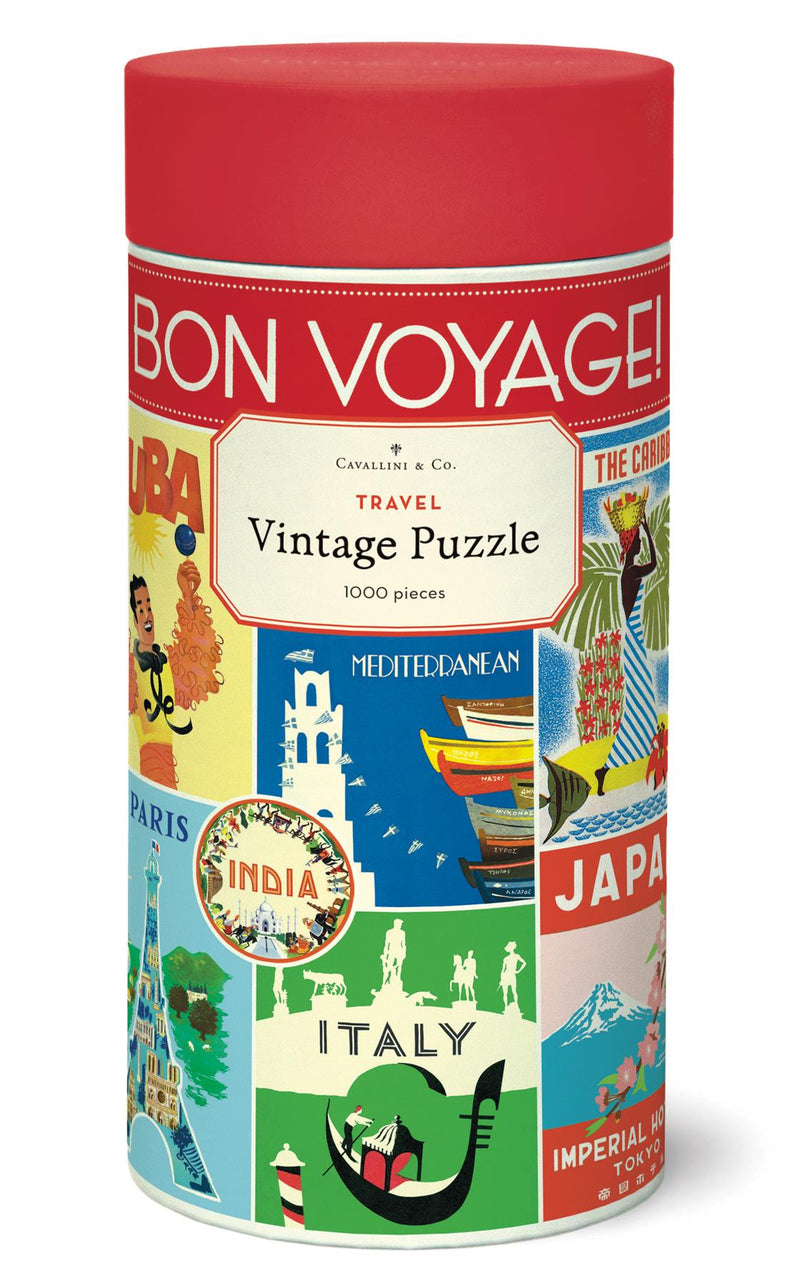 Cavallini - Vintage Jigsaw Puzzle - 1000 Pieces - 55x70cms - Bon Voyage - Travel