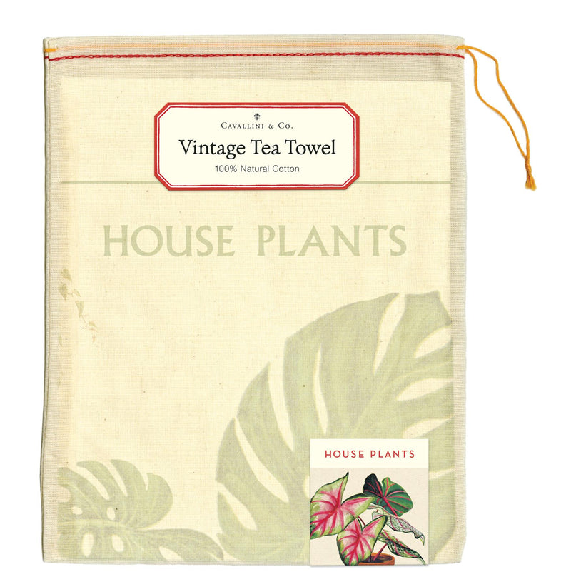Cavallini - 100% Natural Cotton Vintage Tea Towel - 80 x 47cms - House Plants