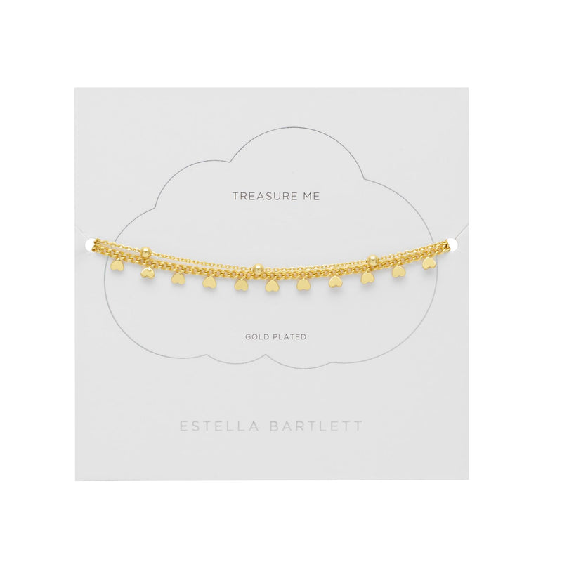 Heart and Bead Double Chain Bracelet - Gold Plated - Treasure Me - Estella Bartlett
