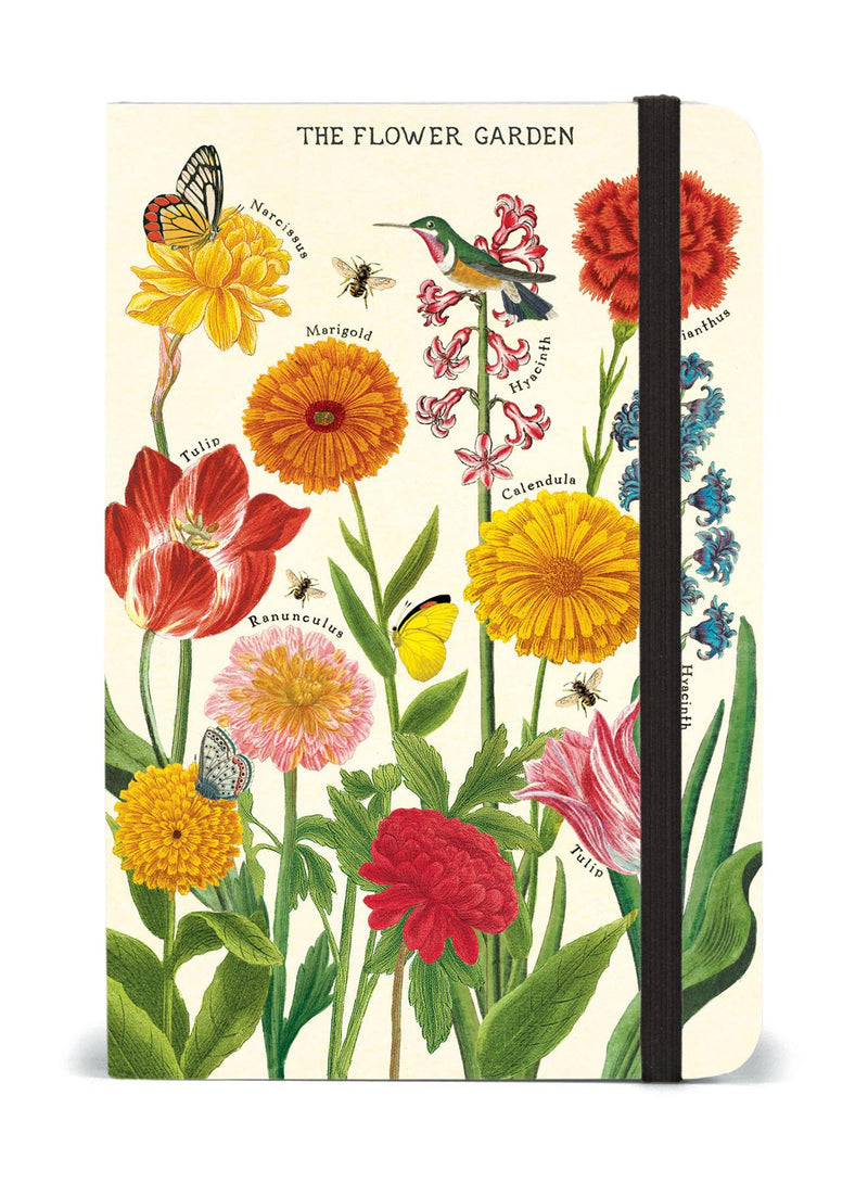 Cavallini - Small Lined Pocket Notebook 4x6ins - The Flower Garden - 256 Pages With Elastic Enclosure