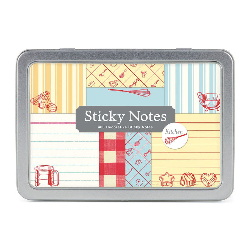 Cavallini - Tin of Sticky Notes/Memos - Kitchen - 8 Note Pads/60 sheets per pad