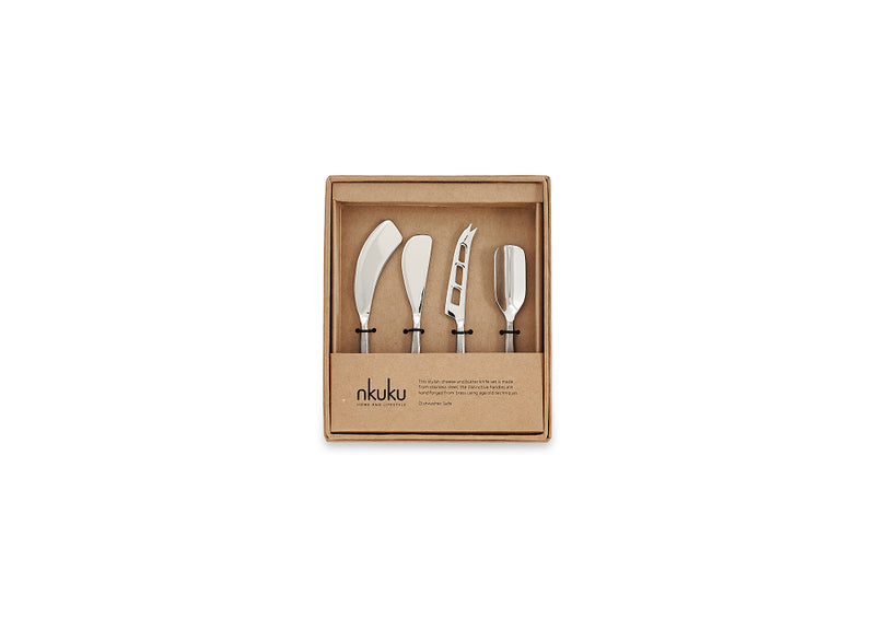 Darsa Cheese Knife Set - Brushed Silver - Set of 4/14cms - Nkuku