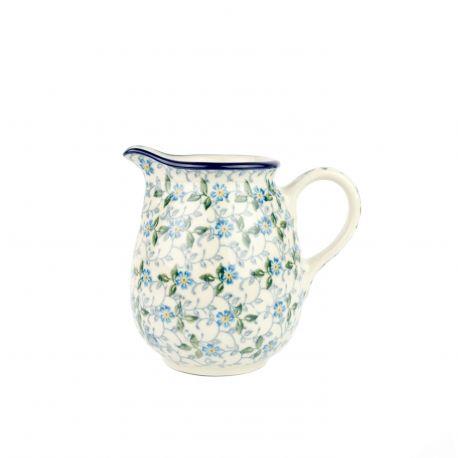 Creamer Milk Jug - Periwinkle/Blue & Yellow Flowers - 350ml - B84-2089X - Polish Pottery