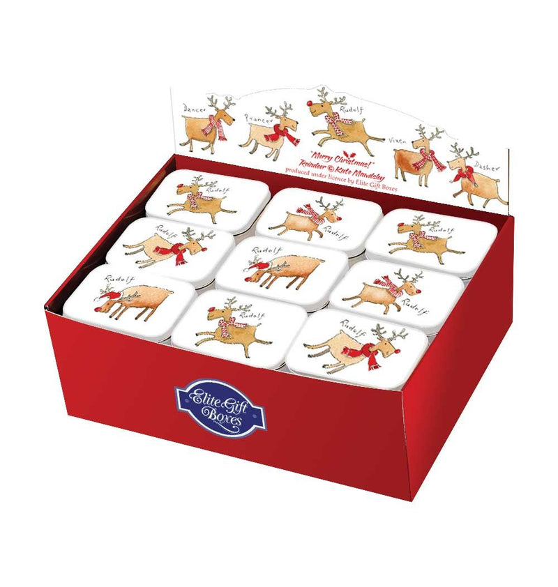 Rudolf The Reindeer - Rectangular Hinged Treat Tin/Christmas Stocking Filler - Sold Individually