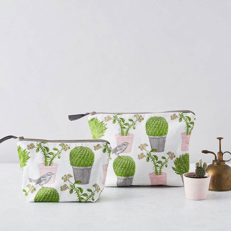 Thornback & Peel - Cosmetic/Make-Up Bag -  Cactus & Bird - Available In 2 Sizes