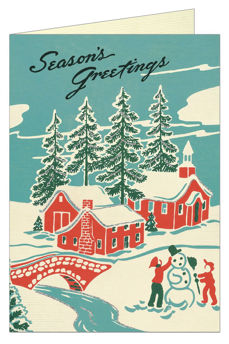 Cavallini - 10 x Glitter Greetings Christmas Cards/Notes - Winter Wonderland