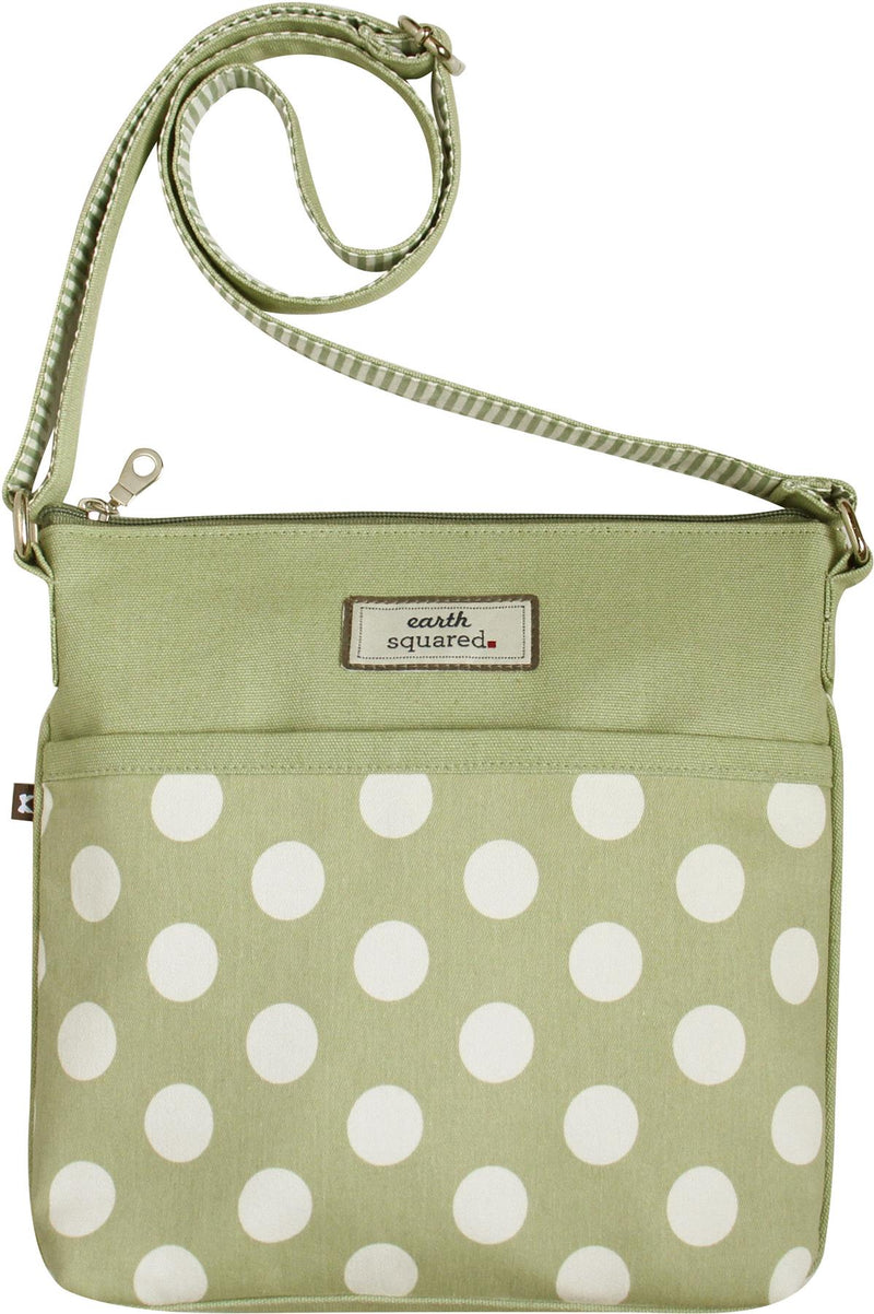 Earth Squared - Amelia - Spotty Messenger Bag - Mint Green With White Spots - 26x24x4cms