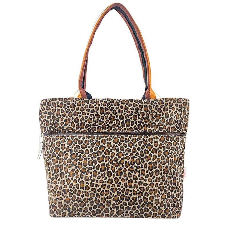 Lua - Velvet Corduroy Tote Shopping Bag - Leopard Print - 40 x 30cms