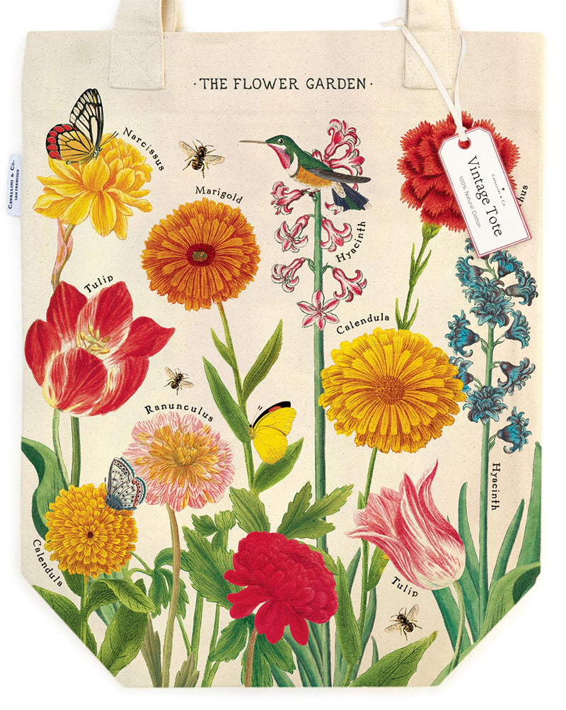 Cavallini - 100% Natural Cotton Vintage Tote Bag - 33x40.5cms - The Flower Garden